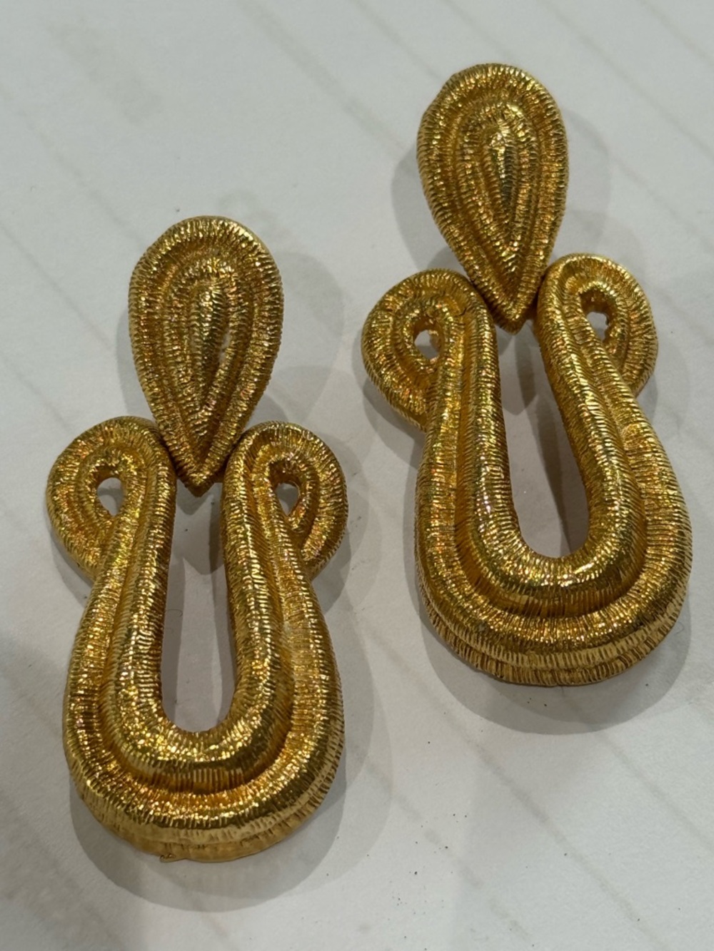 Givenchy Vintage Etruscan Style Doorknocker Earrings Goldtone
